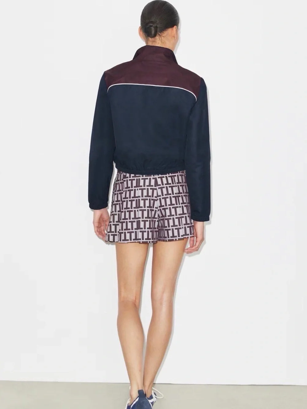 Tory Burch Navy and Burgundy Lightweight Track Jacket